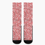 Red Lollipop Candy Pattern Print Crew Socks