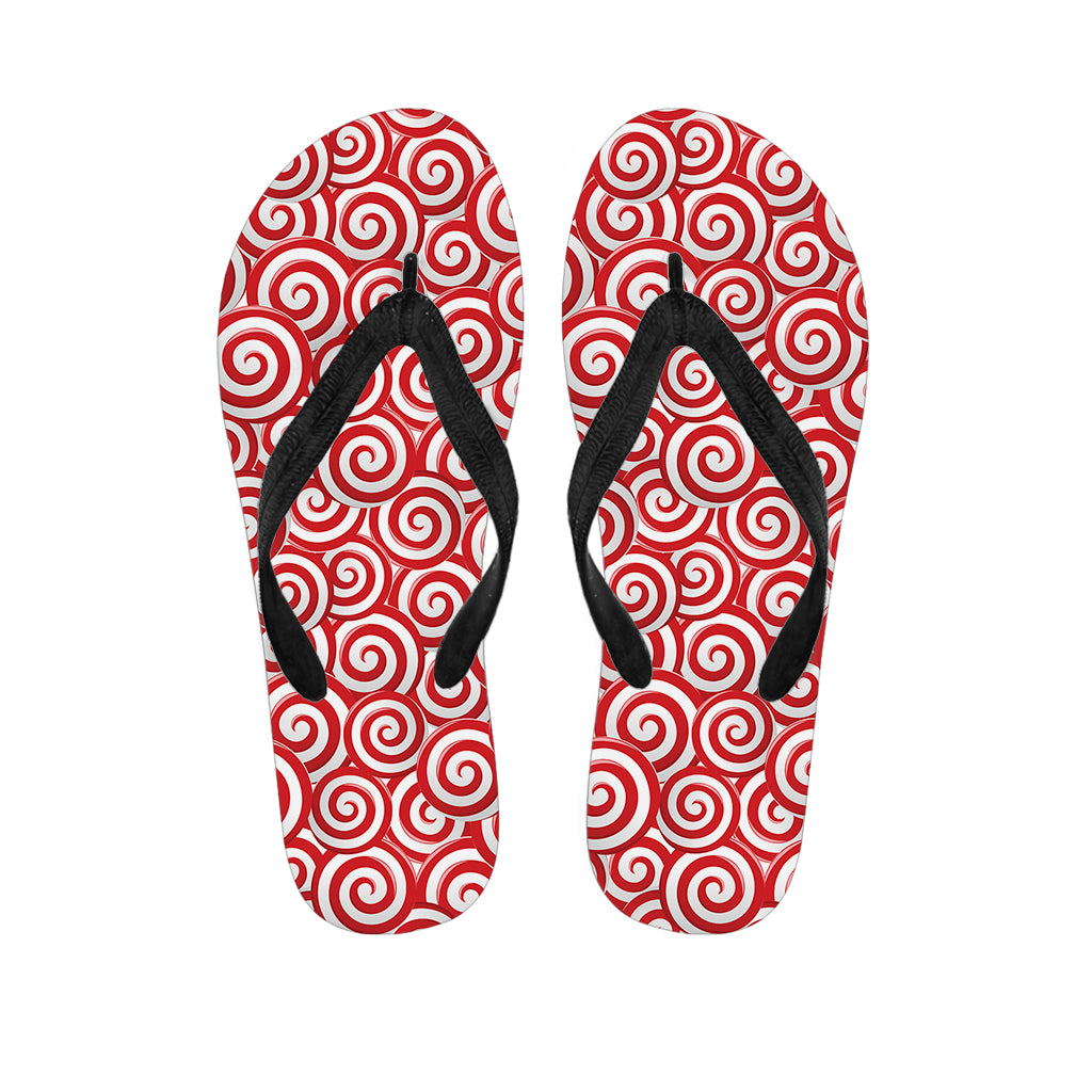 Red Lollipop Candy Pattern Print Flip Flops