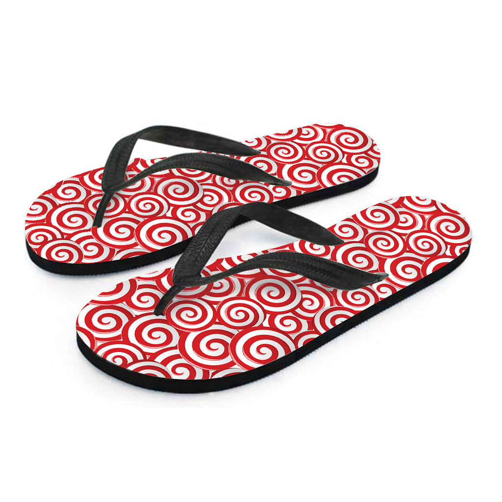 Red Lollipop Candy Pattern Print Flip Flops