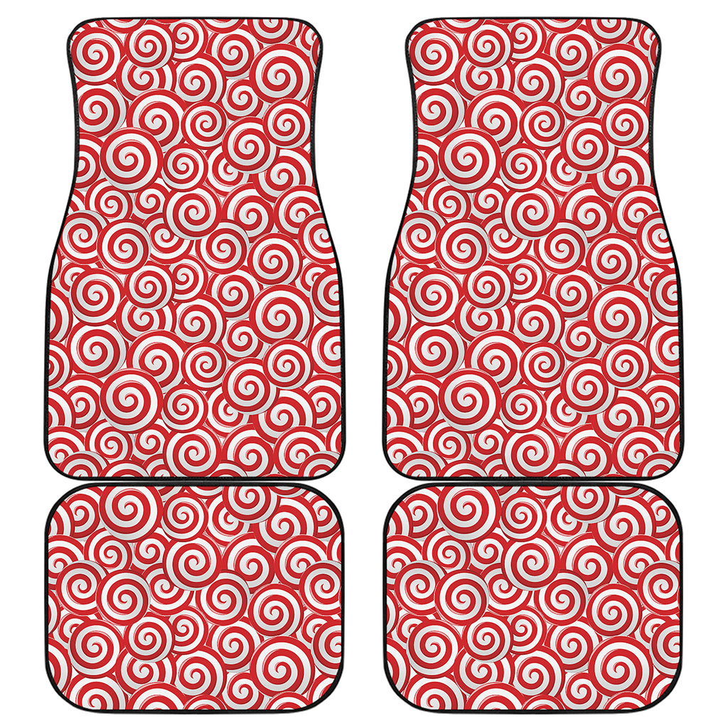 Red Lollipop Candy Pattern Print Front and Back Car Floor Mats