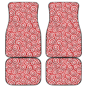 Red Lollipop Candy Pattern Print Front and Back Car Floor Mats