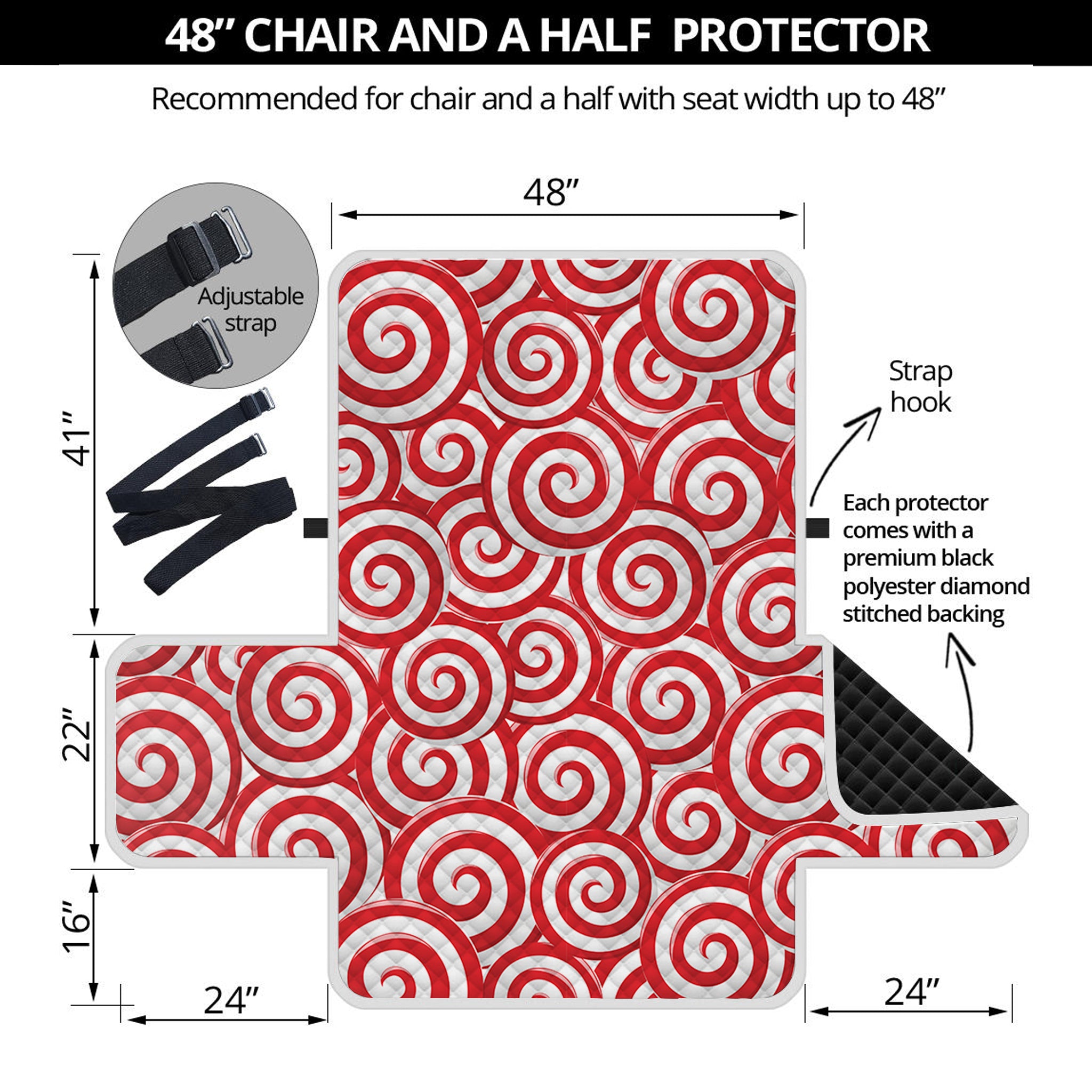 Red Lollipop Candy Pattern Print Half Sofa Protector