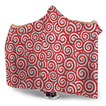 Red Lollipop Candy Pattern Print Hooded Blanket