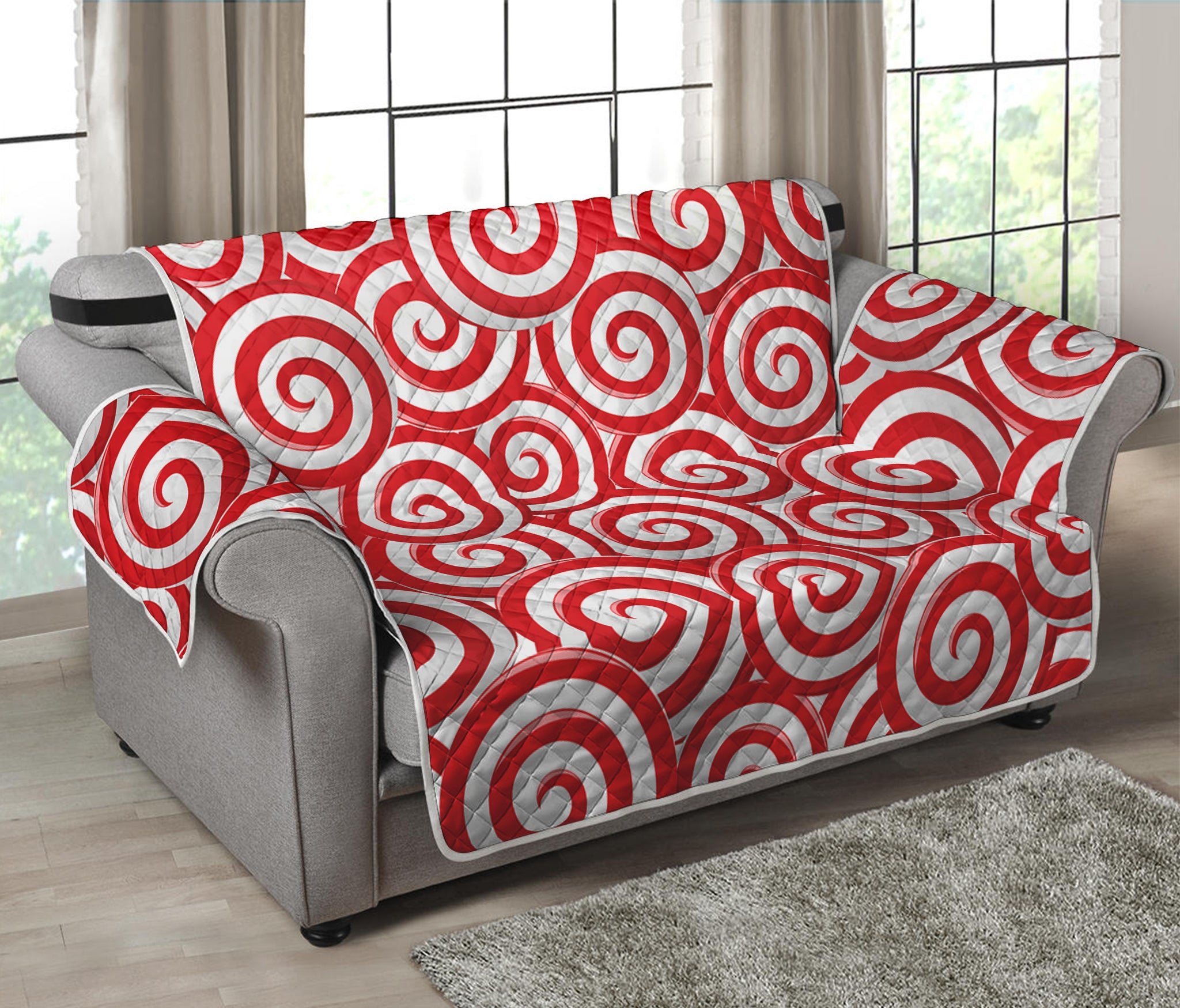 Red Lollipop Candy Pattern Print Loveseat Protector