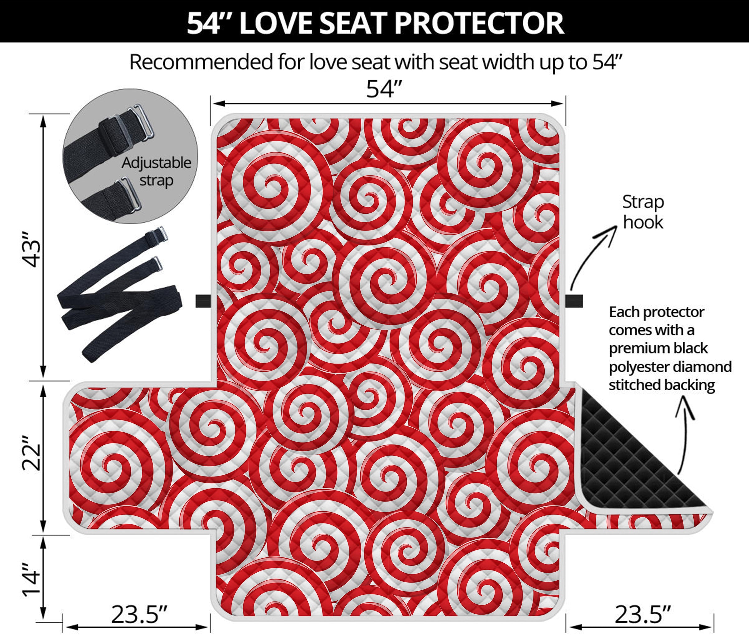 Red Lollipop Candy Pattern Print Loveseat Protector