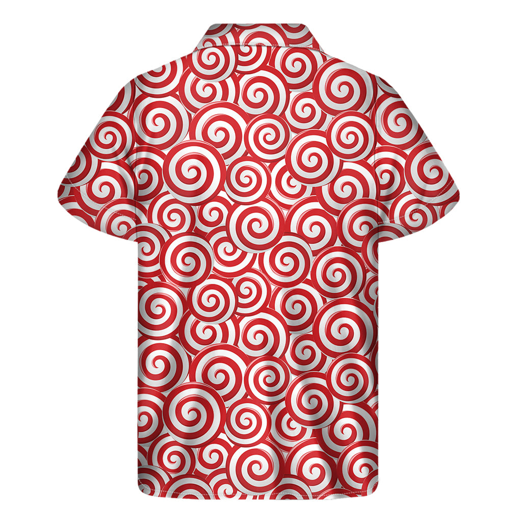 Red Lollipop Candy Pattern Print Men's Short Sleeve Shirt