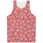 Red Lollipop Candy Pattern Print Men's Tank Top