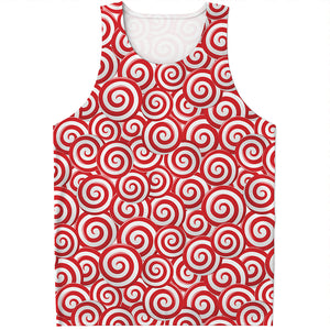 Red Lollipop Candy Pattern Print Men's Tank Top