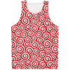 Red Lollipop Candy Pattern Print Men's Tank Top