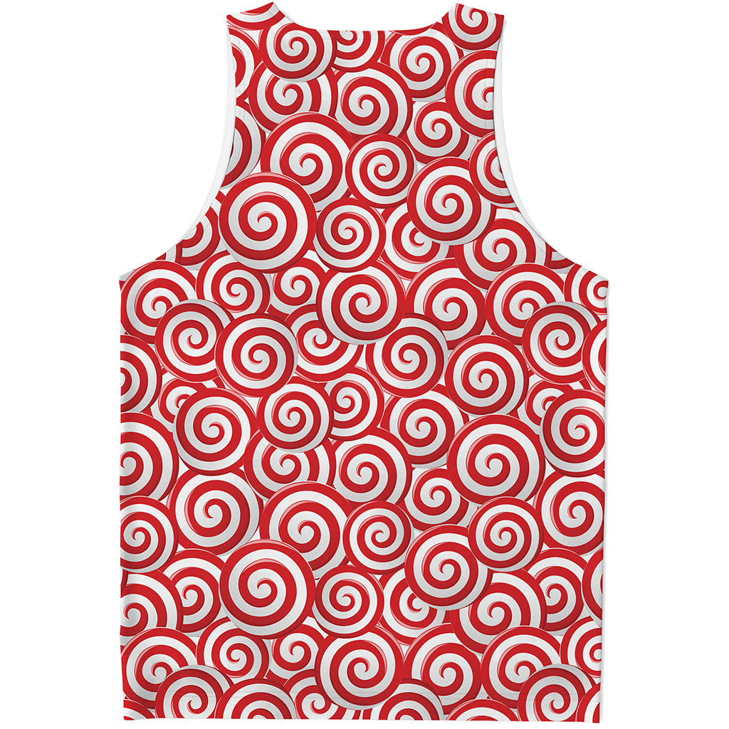 Red Lollipop Candy Pattern Print Men's Tank Top