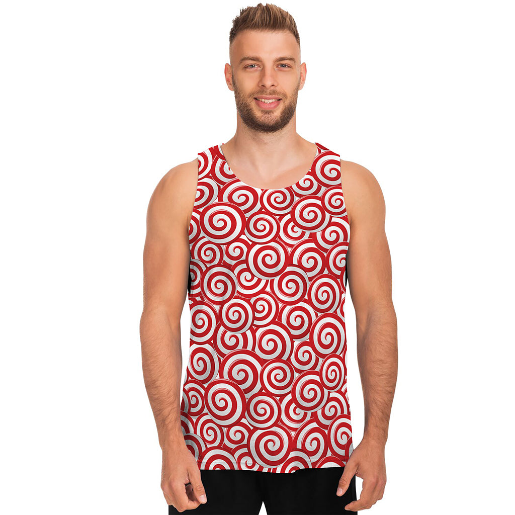 Red Lollipop Candy Pattern Print Men's Tank Top