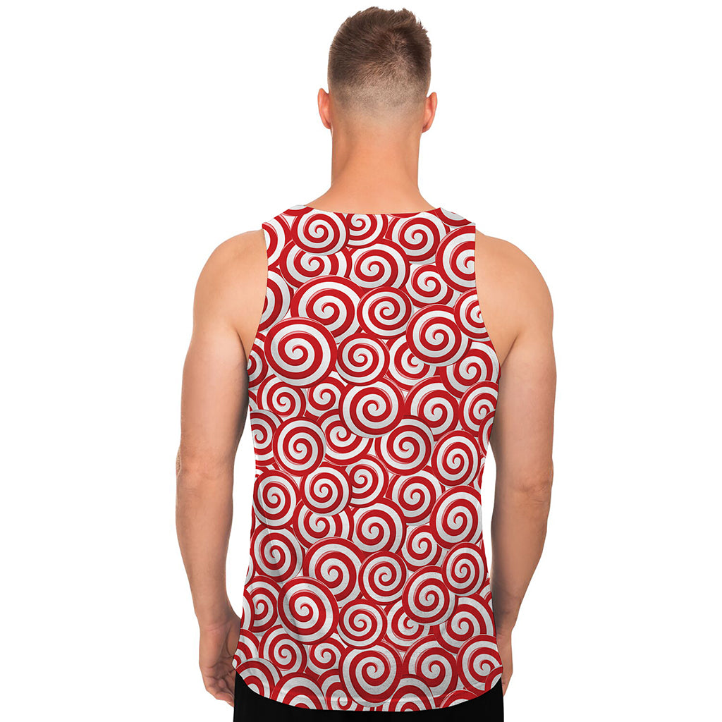 Red Lollipop Candy Pattern Print Men's Tank Top