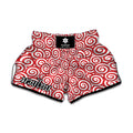 Red Lollipop Candy Pattern Print Muay Thai Boxing Shorts