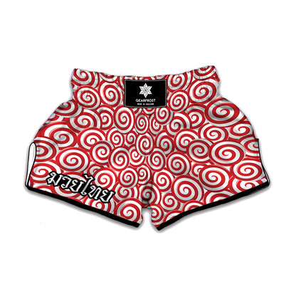 Red Lollipop Candy Pattern Print Muay Thai Boxing Shorts