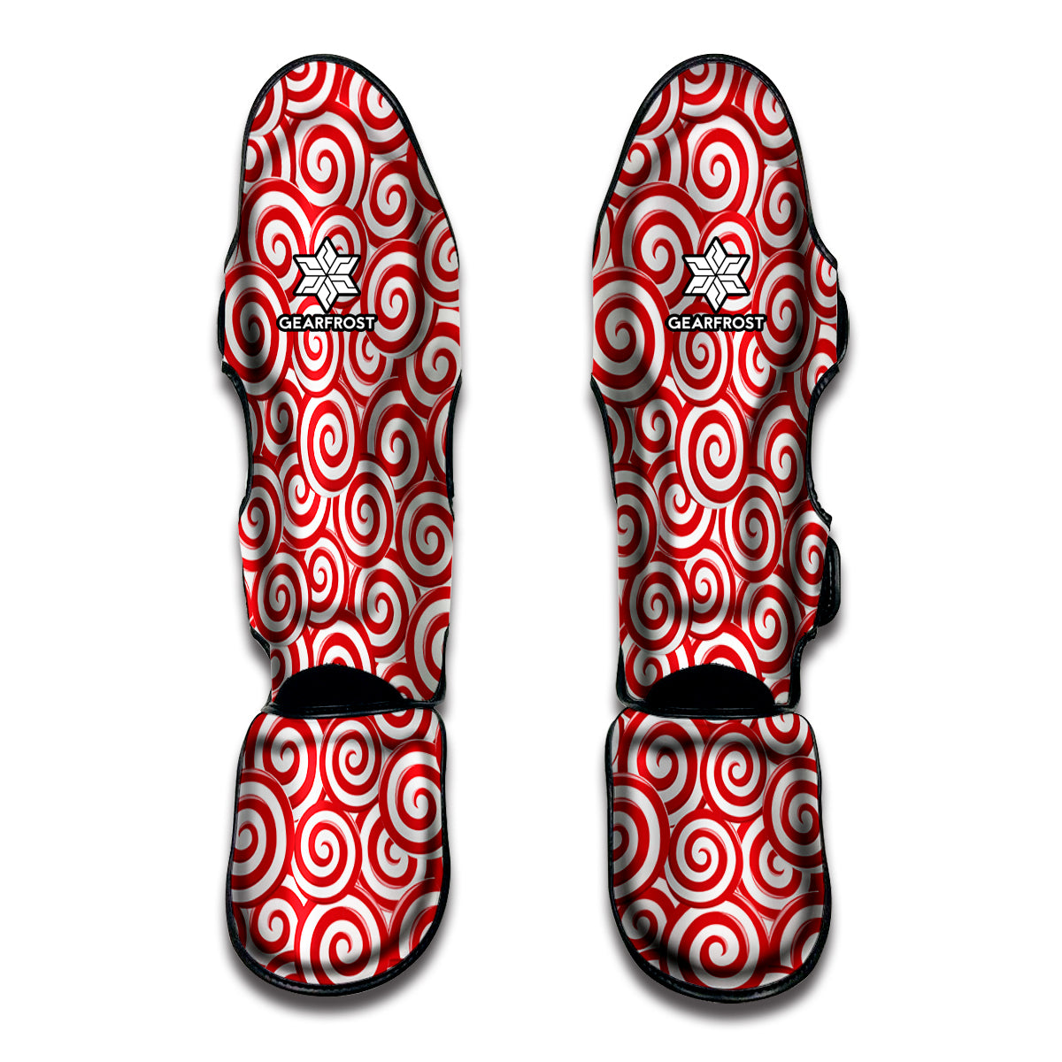 Red Lollipop Candy Pattern Print Muay Thai Shin Guard