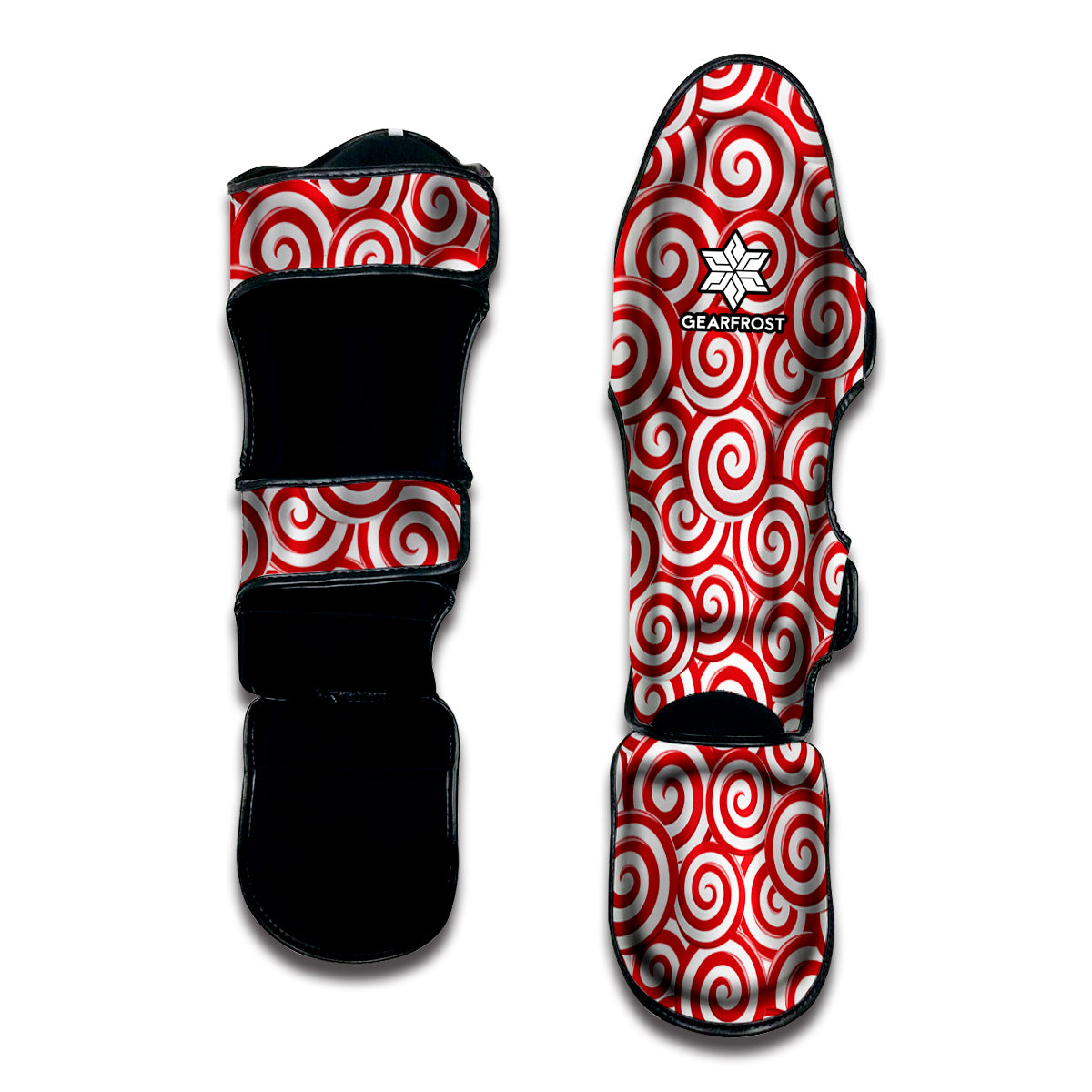 Red Lollipop Candy Pattern Print Muay Thai Shin Guard