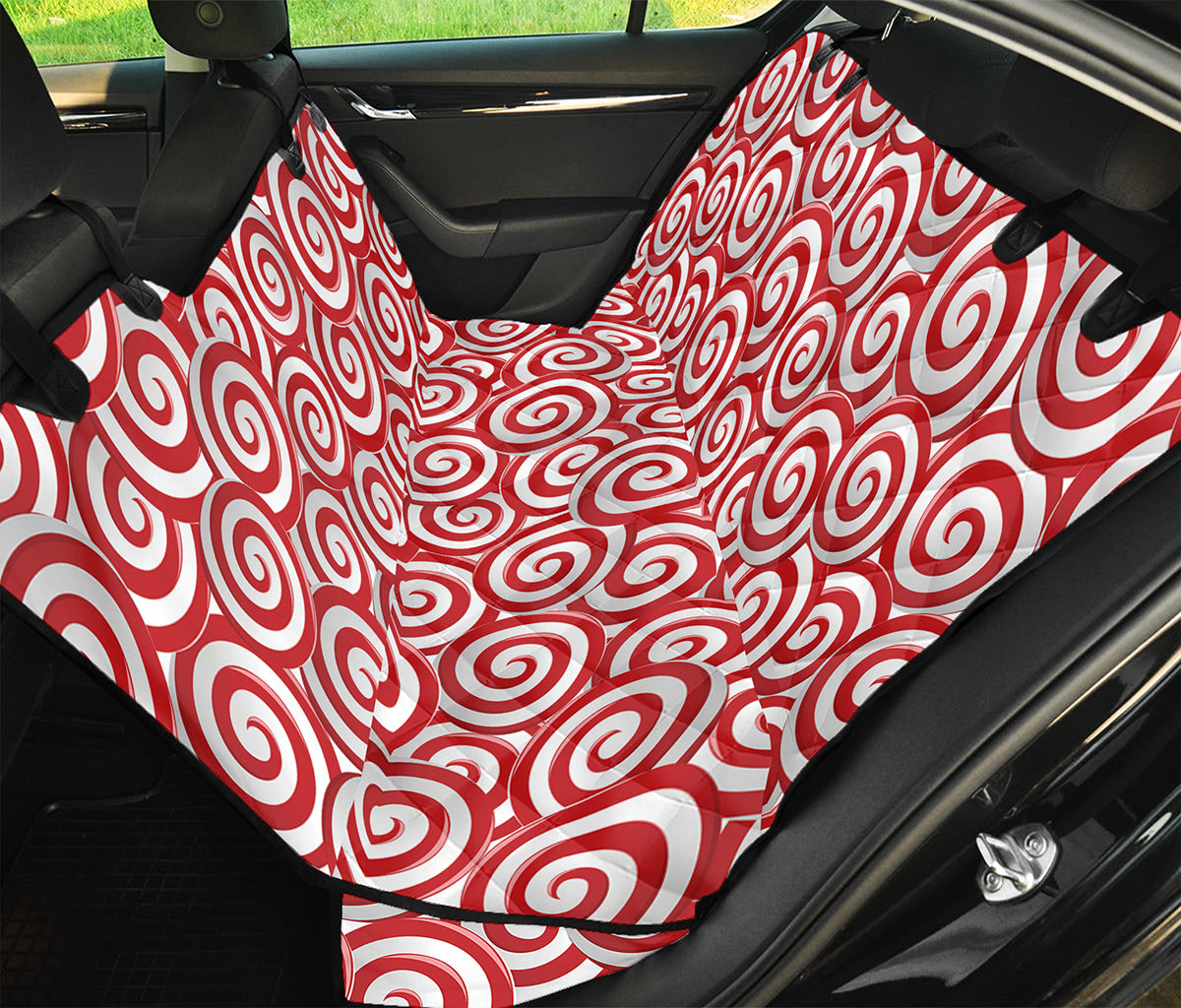 Red Lollipop Candy Pattern Print Pet Car Back Seat Cover