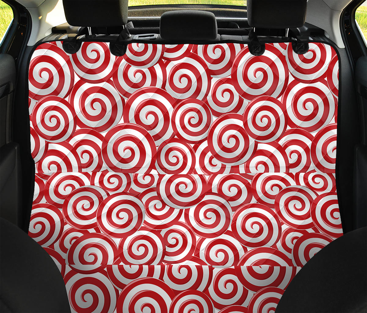 Red Lollipop Candy Pattern Print Pet Car Back Seat Cover