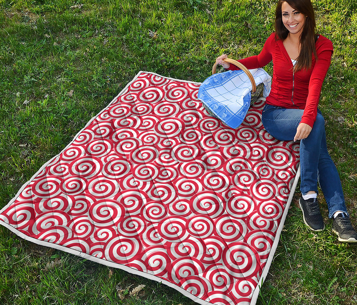 Red Lollipop Candy Pattern Print Quilt