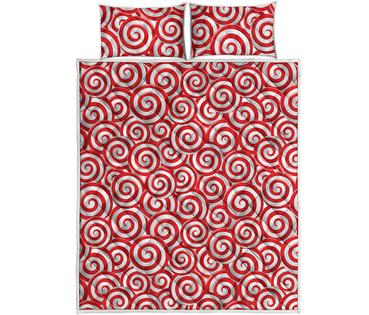 Red Lollipop Candy Pattern Print Quilt Bed Set