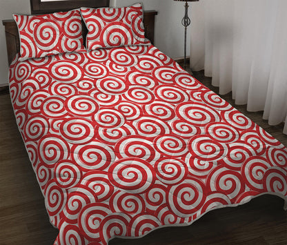 Red Lollipop Candy Pattern Print Quilt Bed Set