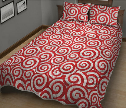 Red Lollipop Candy Pattern Print Quilt Bed Set