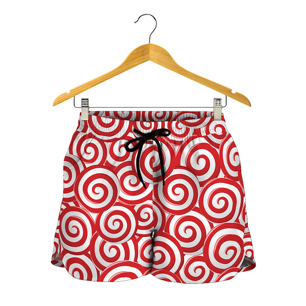 Red Lollipop Candy Pattern Print Women's Shorts