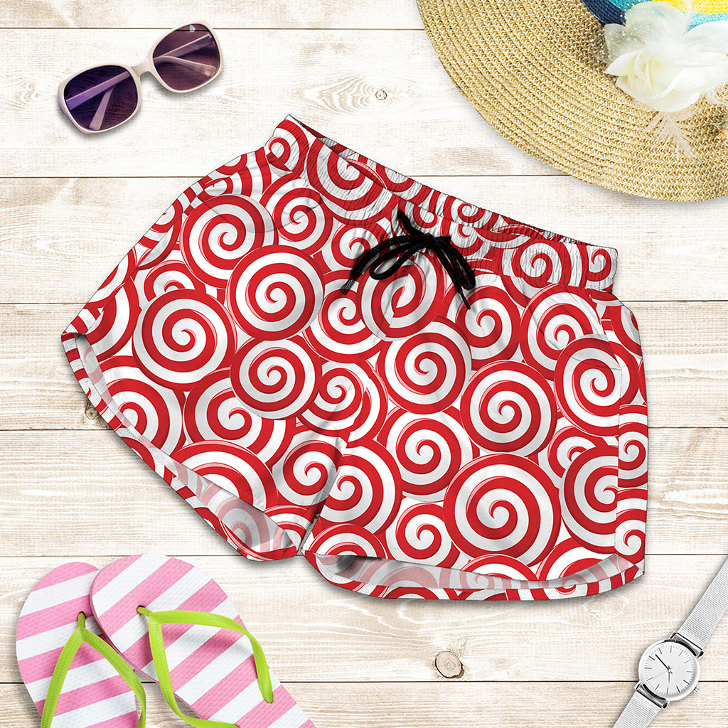 Red Lollipop Candy Pattern Print Women's Shorts