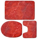 Red Marble Print 3 Piece Bath Mat Set