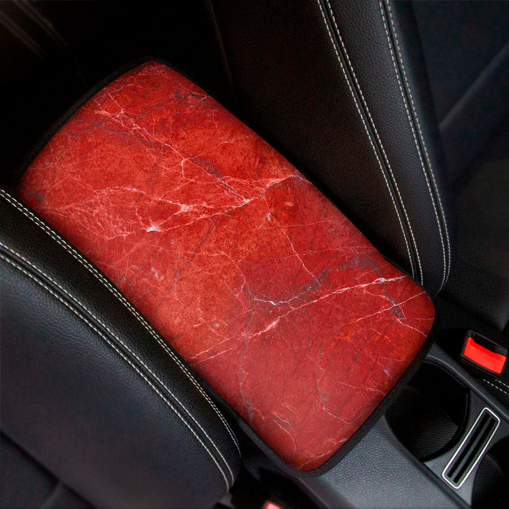Red Marble Print Car Center Console Cover