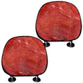 Red Marble Print Car Headrest Covers