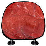 Red Marble Print Car Headrest Covers