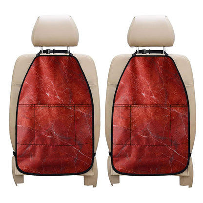 Red Marble Print Car Seat Organizers