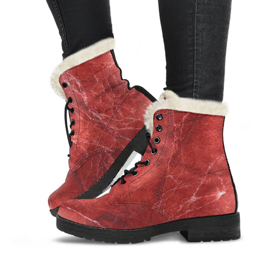 Red Marble Print Comfy Boots GearFrost