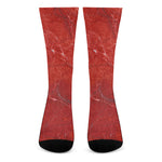 Red Marble Print Crew Socks