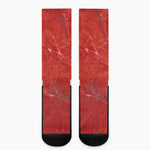 Red Marble Print Crew Socks