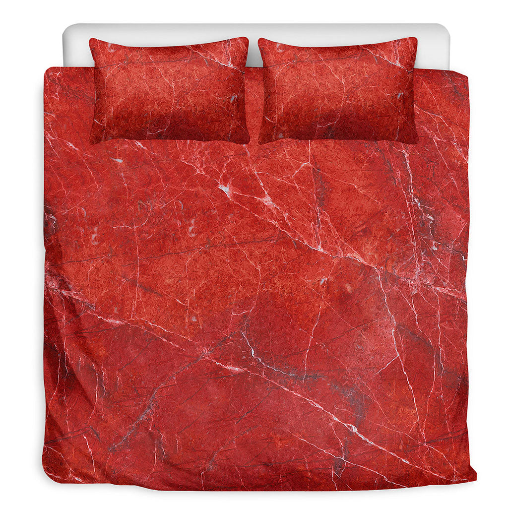Red Marble Print Duvet Cover Bedding Set