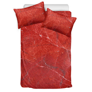 Red Marble Print Duvet Cover Bedding Set