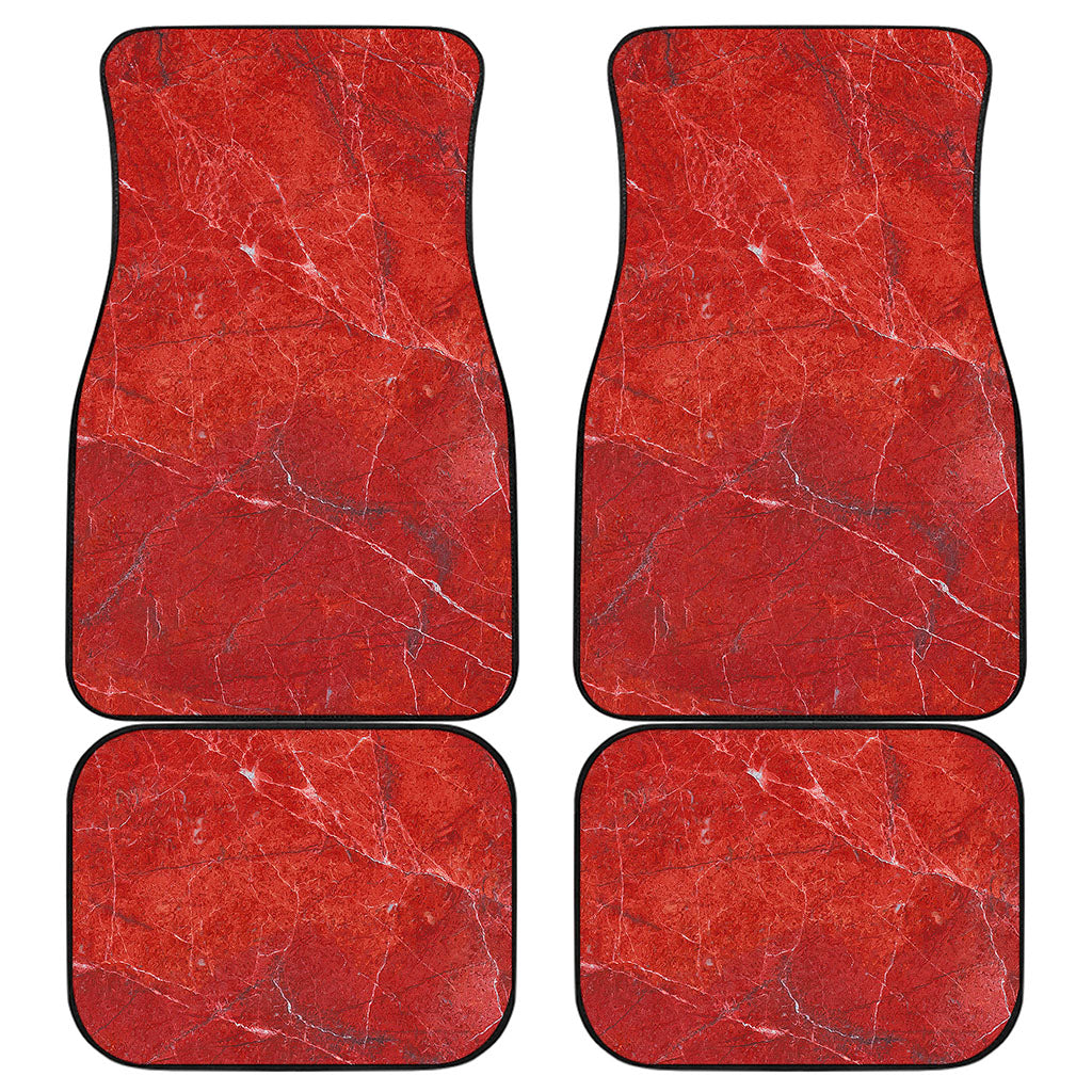 Red Marble Print Front and Back Car Floor Mats