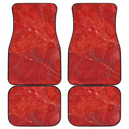 Red Marble Print Front and Back Car Floor Mats