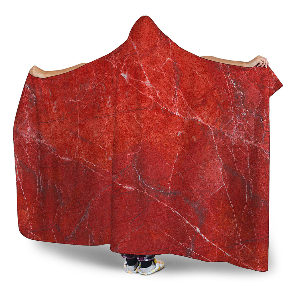 Red Marble Print Hooded Blanket