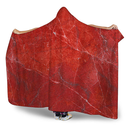 Red Marble Print Hooded Blanket