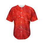 Red Marble Print Men's Baseball Jersey