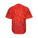 Red Marble Print Men's Baseball Jersey