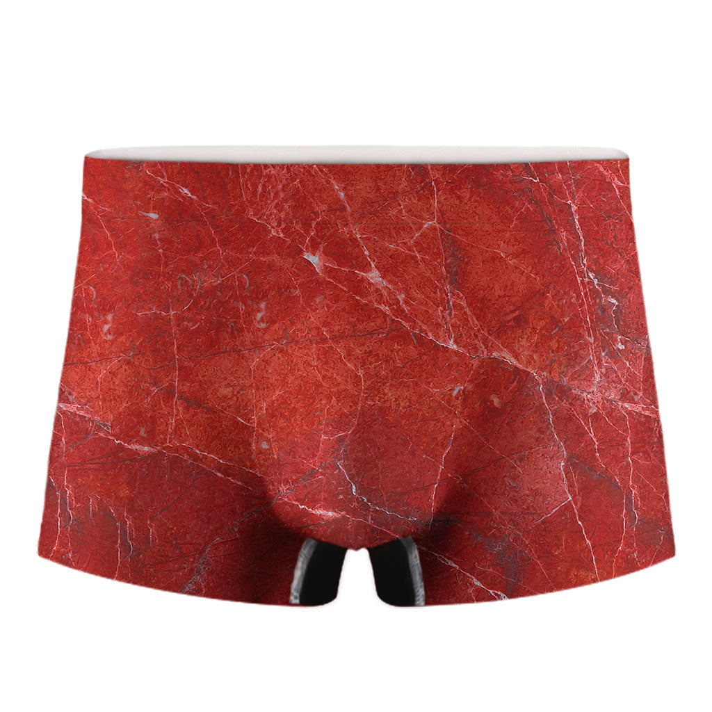 Red Marble Print Men's Boxer Briefs