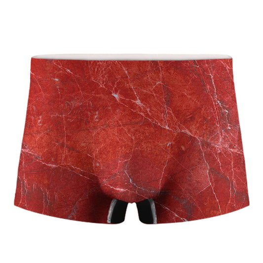 Red Marble Print Men's Boxer Briefs