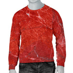 Red Marble Print Men's Crewneck Sweatshirt GearFrost
