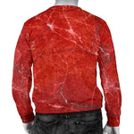 Red Marble Print Men's Crewneck Sweatshirt GearFrost