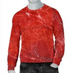Red Marble Print Men's Crewneck Sweatshirt GearFrost