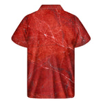 Red Marble Print Men's Short Sleeve Shirt